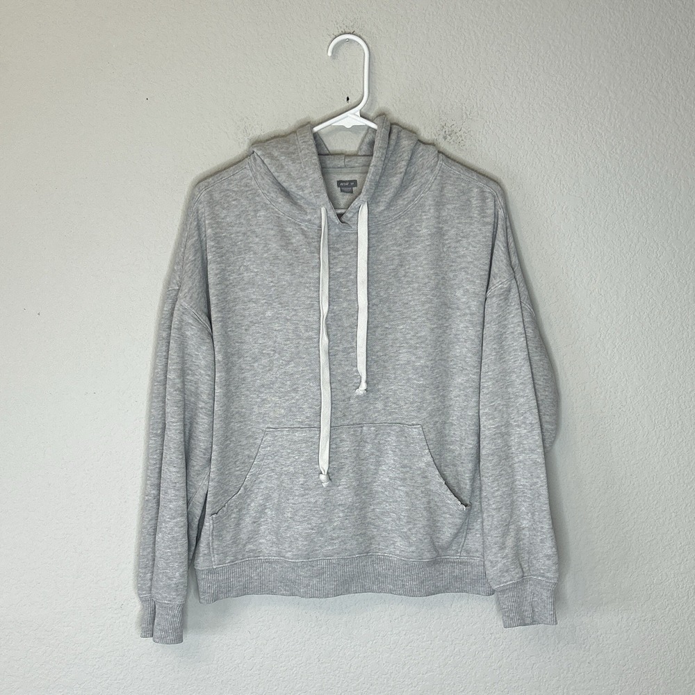 Aerie Oversized Gray Pullover Hoodie Sweatshirt Women's Size S Distressed